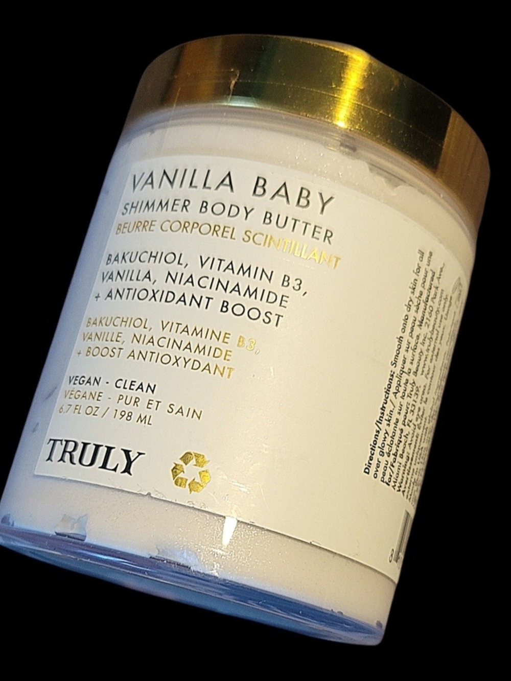 TRULY Vanilla Baby Shimmer Body Butter - White with Gold Lid